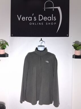 The North Face Men's Gray Zip-Neck Fleece Pullover Size XXL